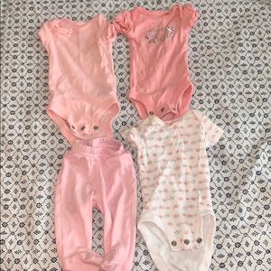 Pink and white onesie(premie)